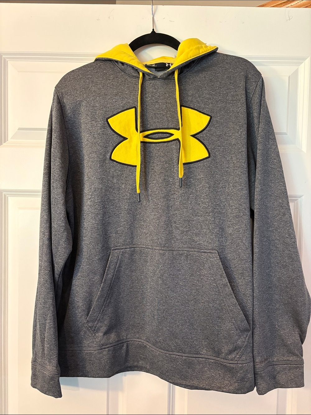 Under Armour Men's Gray Hoodie with Yellow Logo Accent